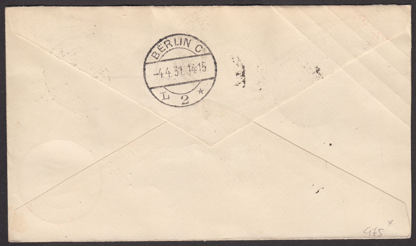 PA196 - 1931 - 1° volo Milano - Berlino 1/4/31 - Sassone n. 235g