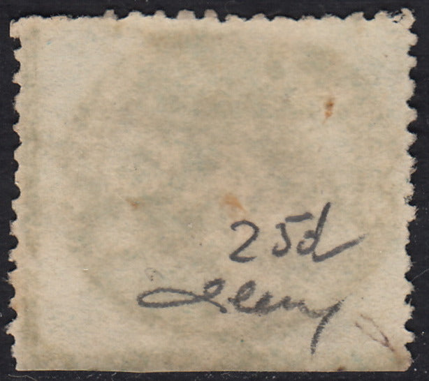 BA25_357 - 1868 - III emissione c. 5 azzurro scuro su carta lucida usato, raro colore (25d).