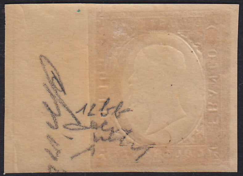 BO2510_13 - 1854 - Emissione Non Emessa, c. 40 rosso mattone nuovo con gomma originale e con linea di riquadro esterna a destra (12bb)