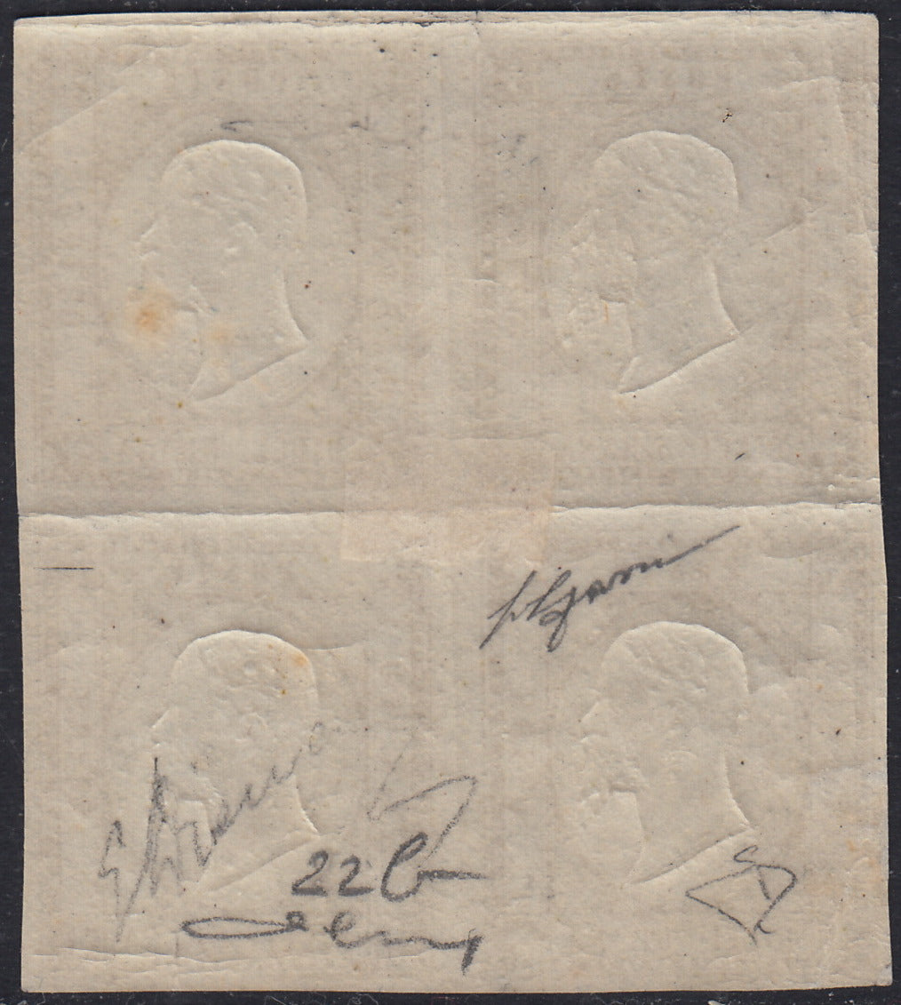 BO2511_68 - 1861 - 10 grana bistro oliva blocco idi quattro esemplari nuovo con gomma, colore splendido (22b)