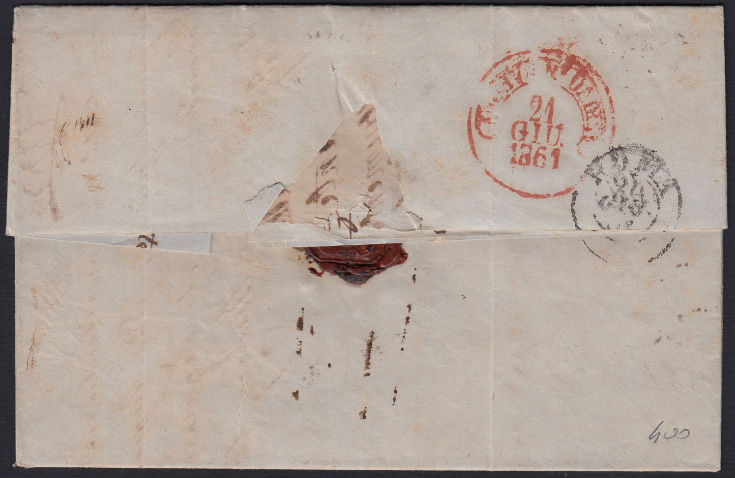 1861 - 1 black grain, copy with triple effigy, new with original rubber (19 AD). Cardillo certificate.