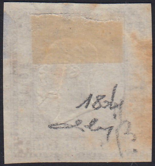 1861 - 1 black grain, copy with triple effigy, new with original rubber (19 AD). Cardillo certificate.