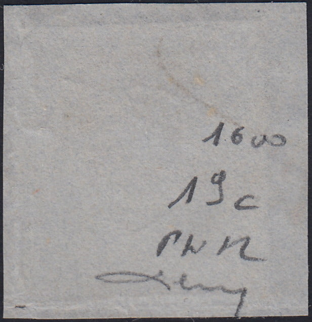 1861 - 1 black grain, copy with triple effigy, new with original rubber (19 AD). Cardillo certificate.