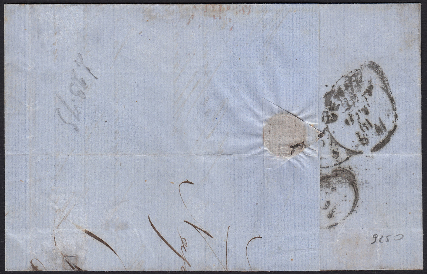 BO2515_3 - 1861 - Lettera spedita da Napoli per Genova e inoltrata a Milano, annullo DA SICILIA su 5 grana lilla scuro (21d, punti 12)