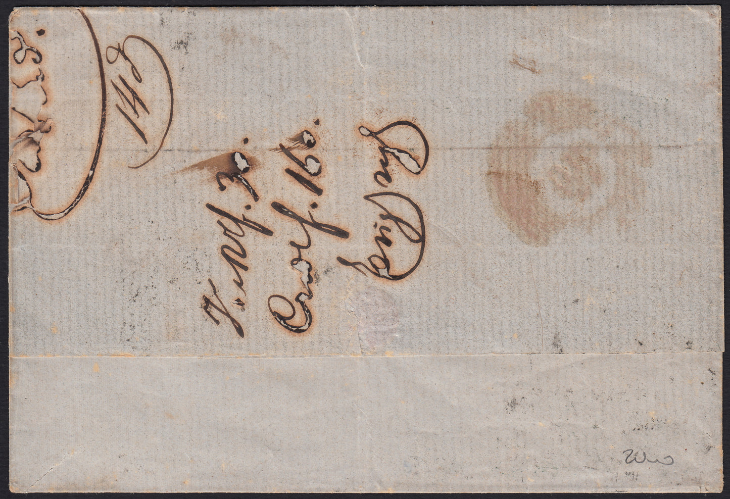 PPP449 - 1851 Leone di Marzocco, 2 light blue crazie on gray paper and crown watermark, used (5d)