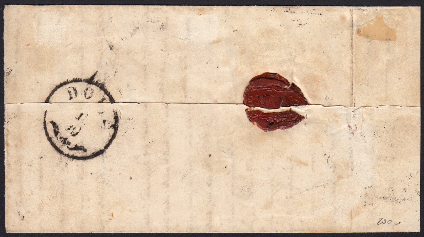 PPP449 - 1851 Leone di Marzocco, 2 light blue crazie on gray paper and crown watermark, used (5d)