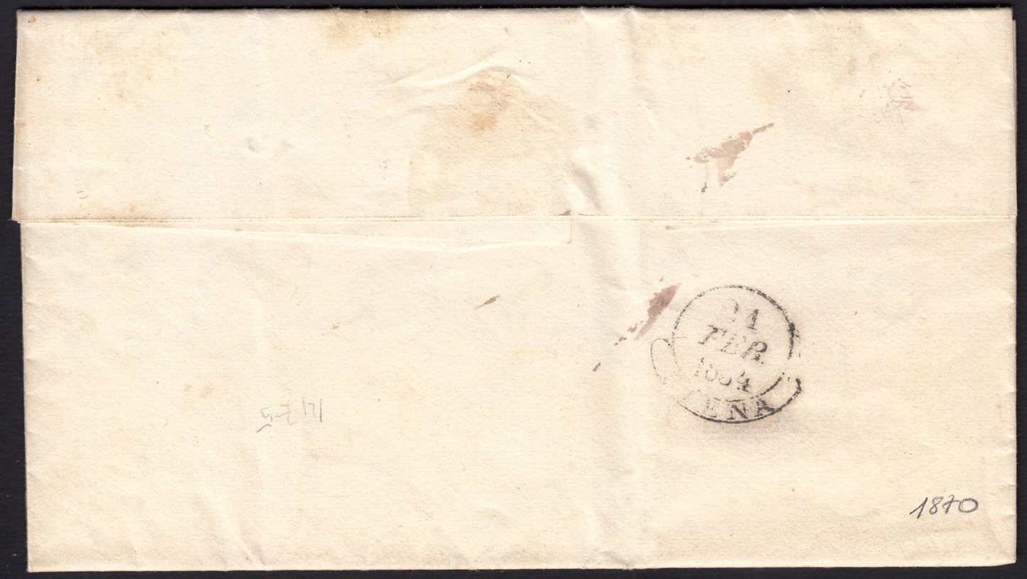PPP449 - 1851 Leone di Marzocco, 2 light blue crazie on gray paper and crown watermark, used (5d)