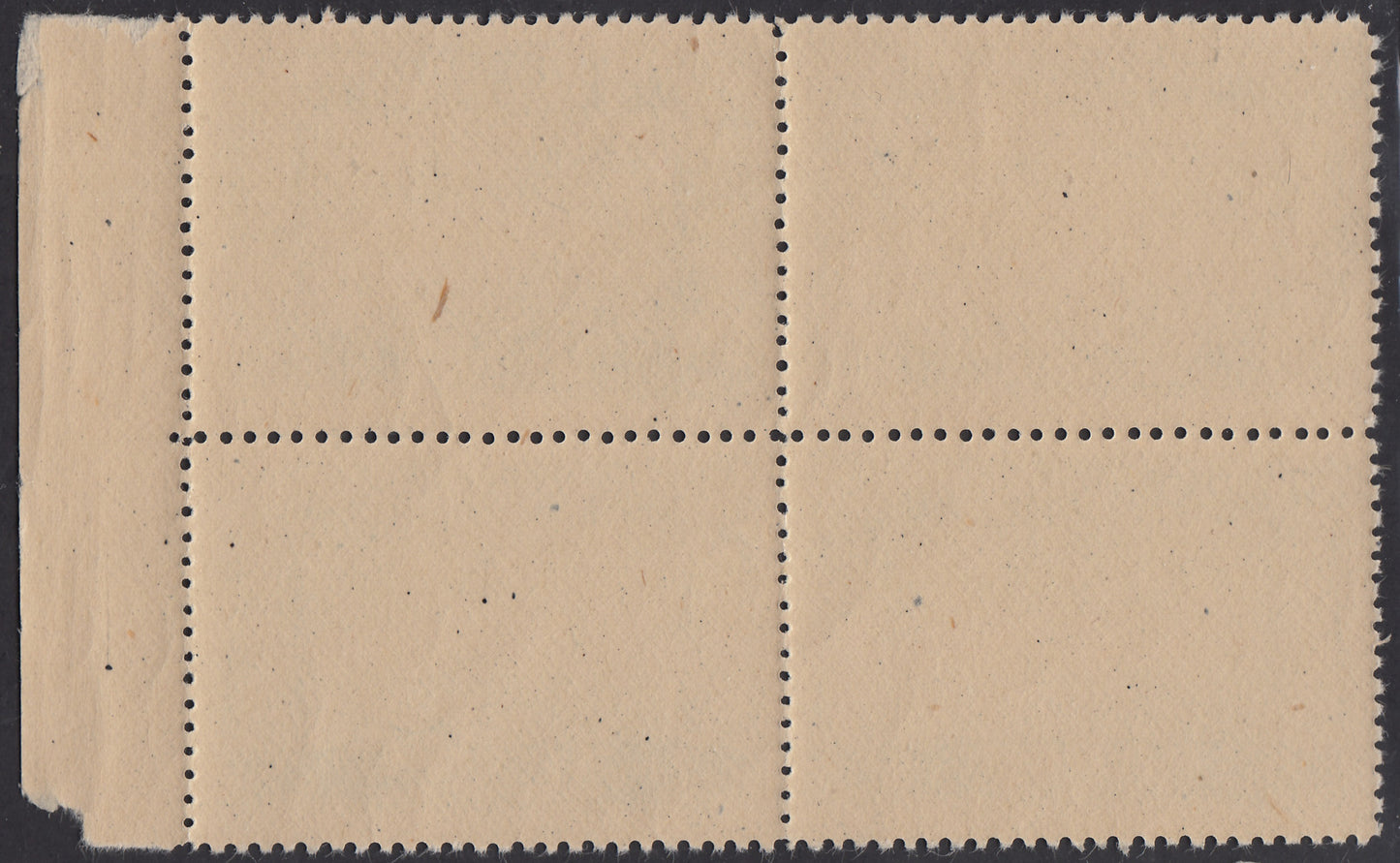 CP144 - 1946 - Corpo Polacco, vittorie polacche in Italia 55g. azzurro su carta giallastra, spessa e di qualità scadente, quartina nuova gomma integra (6A)