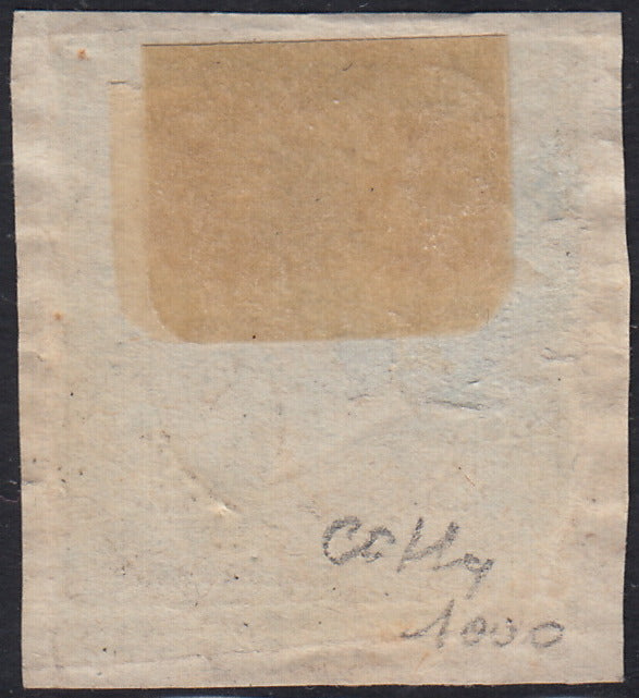 Sard982 - 1853 - Effigie di Vittorio Emanuele II, c. 20 azzurro usato Rivarolo 2/1/54 (5, p.ti 13).