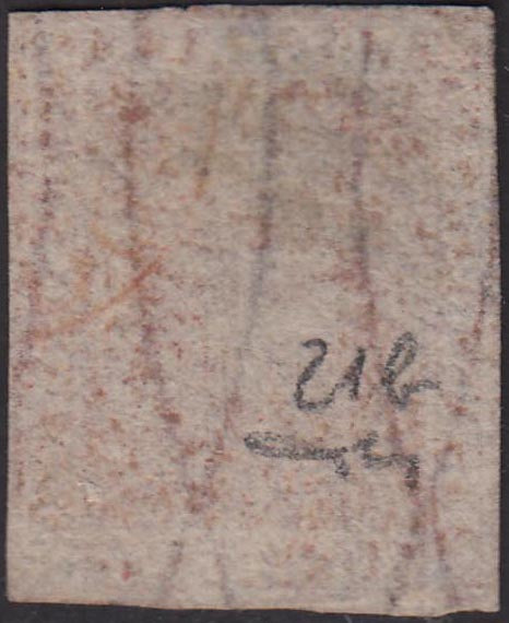 PPP449 - 1851 Leone di Marzocco, 2 light blue crazie on gray paper and crown watermark, used (5d)