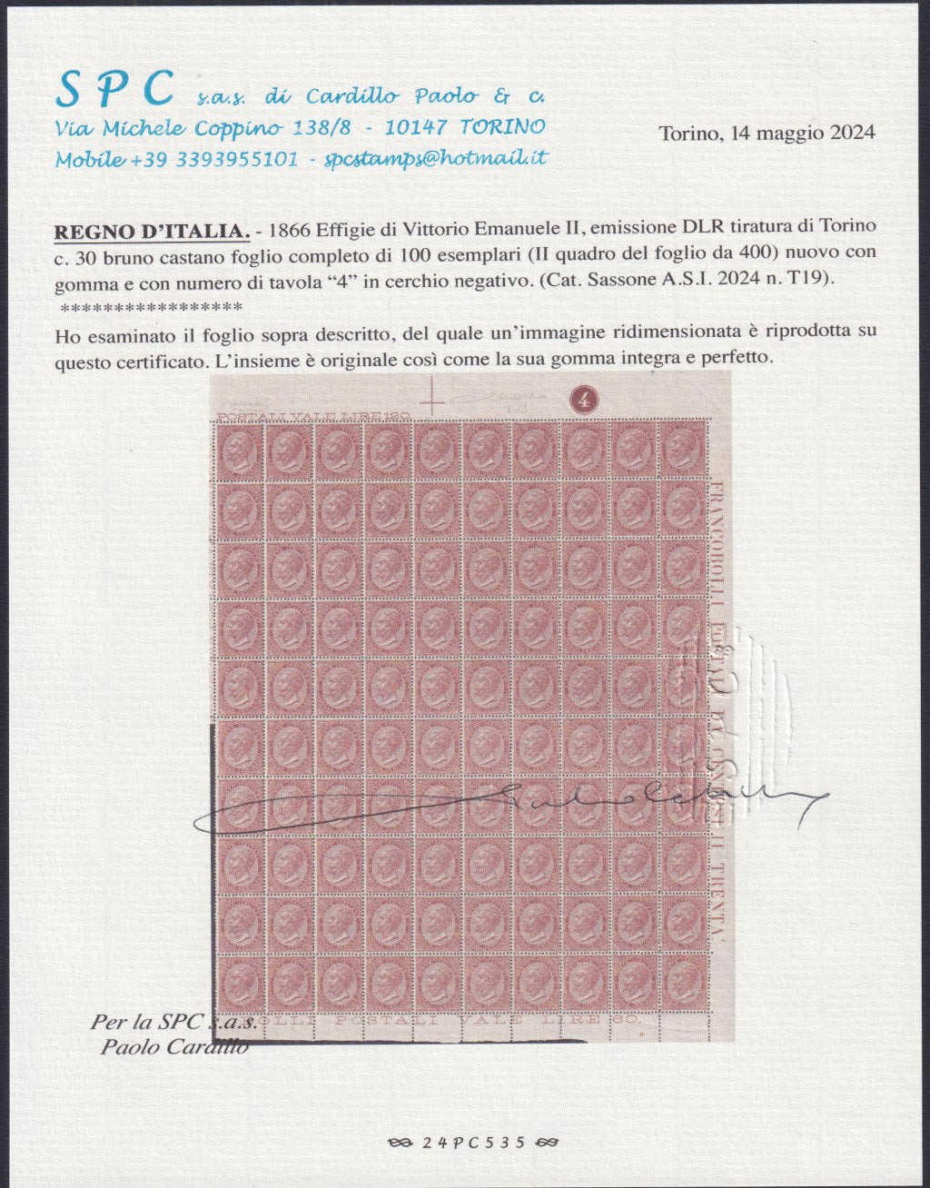 1862 - Effigy of Vittorio Emanuele II facing right, c. 80 dark orange yellow comb-pierced, used (4b)