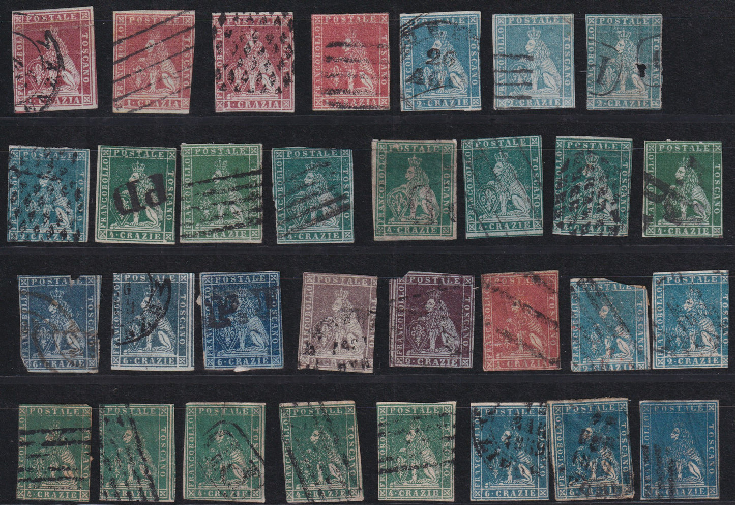 E7_110 - 1854 - Insieme di esemplari della I e II emissione in qualità mista, tutti originali e usati, altissimo valore di catalogo. (4/8, 12/15)