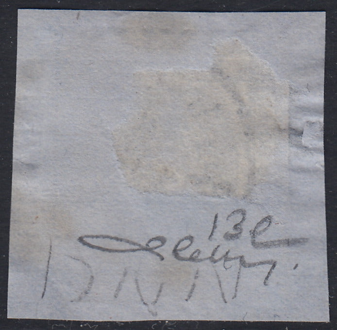 VEII29 - 1863 - Litografico provvisorio del II tipo, c. 15 azzurro con doppia stampa, parziale come sempre ma evidente nel cartiglio inferiore, usato (13e).