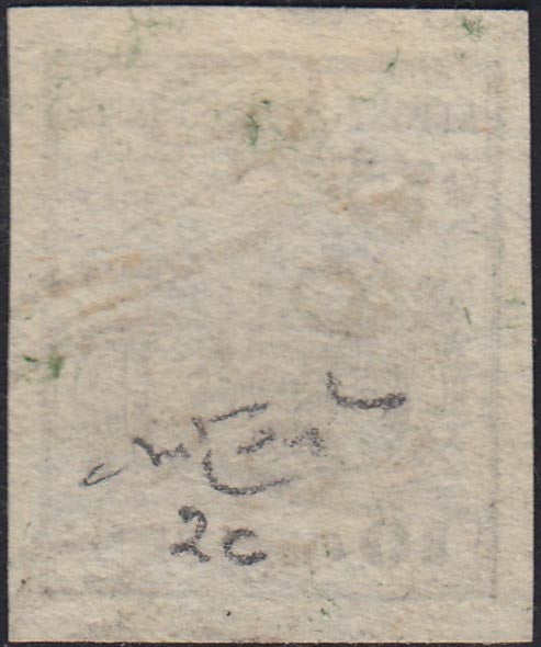 LV240 - 1850 - Lombardo Veneto, c. 10 grigio nero carta a mano usato con il corsivo di MOTTA (2c)
