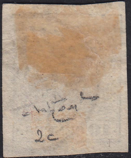 LV239 - 1850 - Lombardo Veneto, c. 10 grigio nero carta a mano usato con il C1 di Venezia (2c)