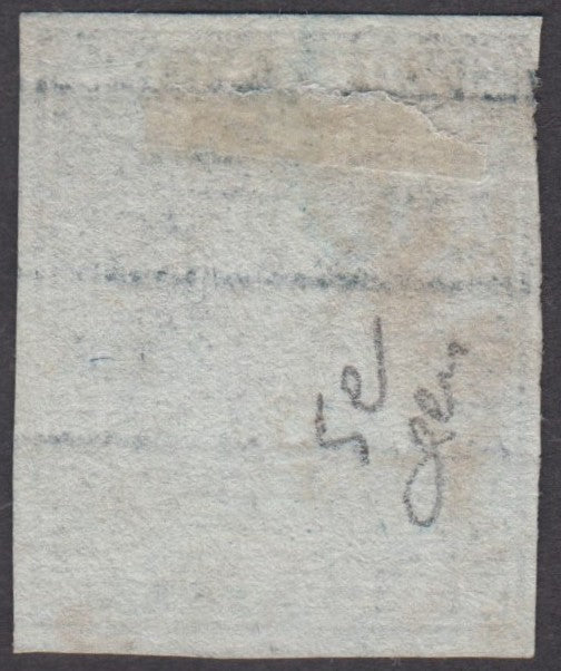 EC16_309 - 1851 - Leone di Marzocco, 2 crazie azzurro verdastro su carta grigia e filigrana corona usato (5e)