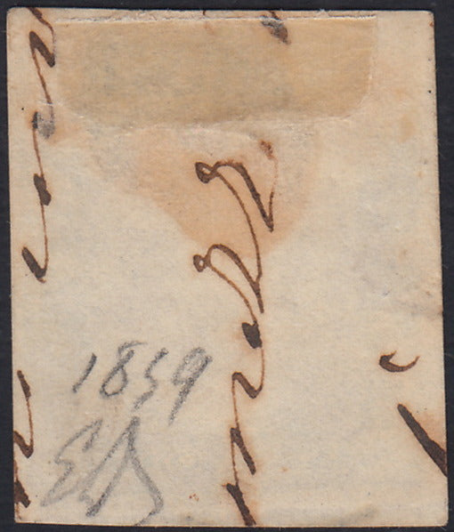 ES2585_3 - 1859 - IV emissione di Sardegna, c.20 cobalto oltremare I tavola usato PARMA 6/8/59, periodo di Governo Provvisorio di Parma (A3)