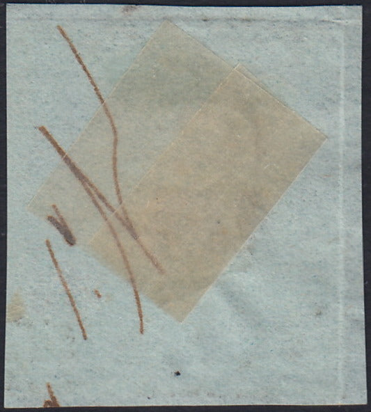 ES2585_4 - 1859 - IV emissione di Sardegna, c.20 cobalto oltremare I tavola frammento PARMA 22/8/59, periodo di Governo Provvisorio di Parma (A3)