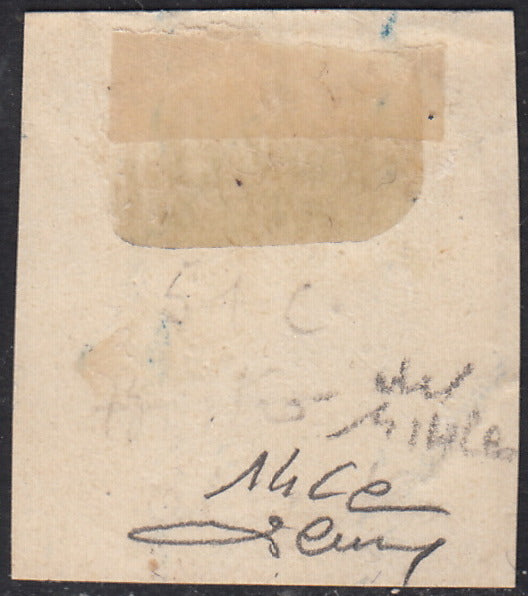 1860 - 1/2 dark blue tornese called "Croce di Savoia" used in the IL PAESE newspaper of 1/1/1861 (16b)