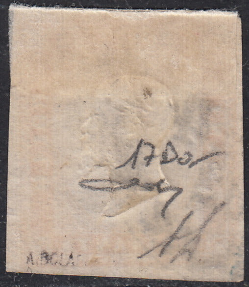 1860 - 1/2 dark blue tornese called "Croce di Savoia" used in the IL PAESE newspaper of 1/1/1861 (16b)