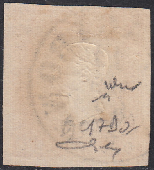 1860 - 1/2 dark blue tornese called "Croce di Savoia" used in the IL PAESE newspaper of 1/1/1861 (16b)