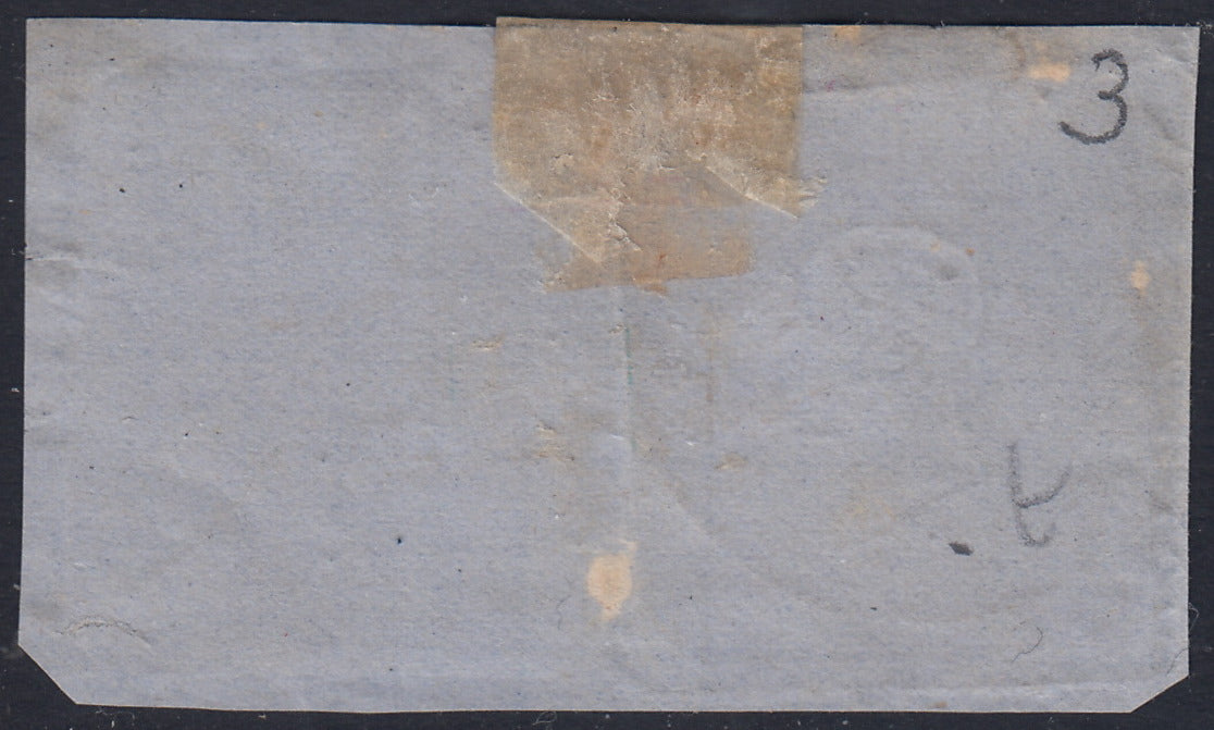 SARD481 - 1863 - IV emissione di Sardegna c. 40 rosa vermiglio + Litografico c. 15 azzurro II tipo usati Livorno ufficio del Porto (16F+13)