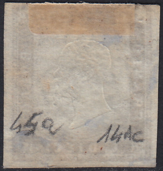 SARD524 - 1859 - Effigie di Vittorio Emanuele II, IV emissione c. 10 bruno porpora I tavola, usato (14Ac).