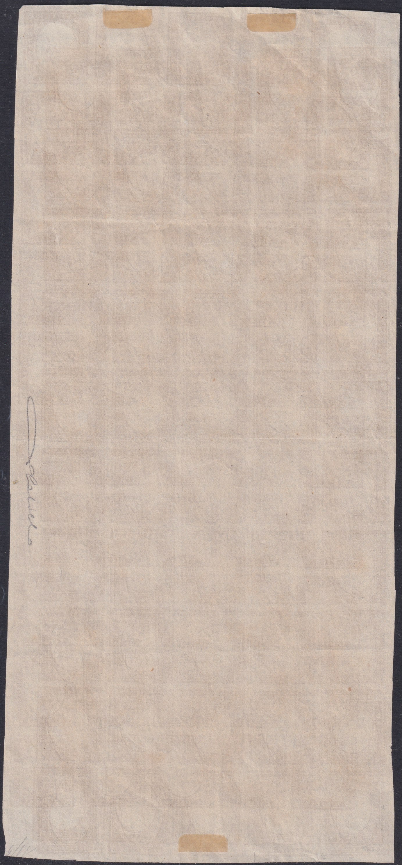 F19-189 - 1863 - Regno di Sardegna IV emissione, foglio completo presentante una tripla stampa di cui due capovolte nuovo non gommato e privo dell'effigie sovrana (14E, prova)