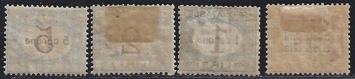F26_190 - 1918 - Segnatasse di Regno soprastampate con nuovo valore, serie completa di quattro esemplari nuova con gomma originale (1/4).