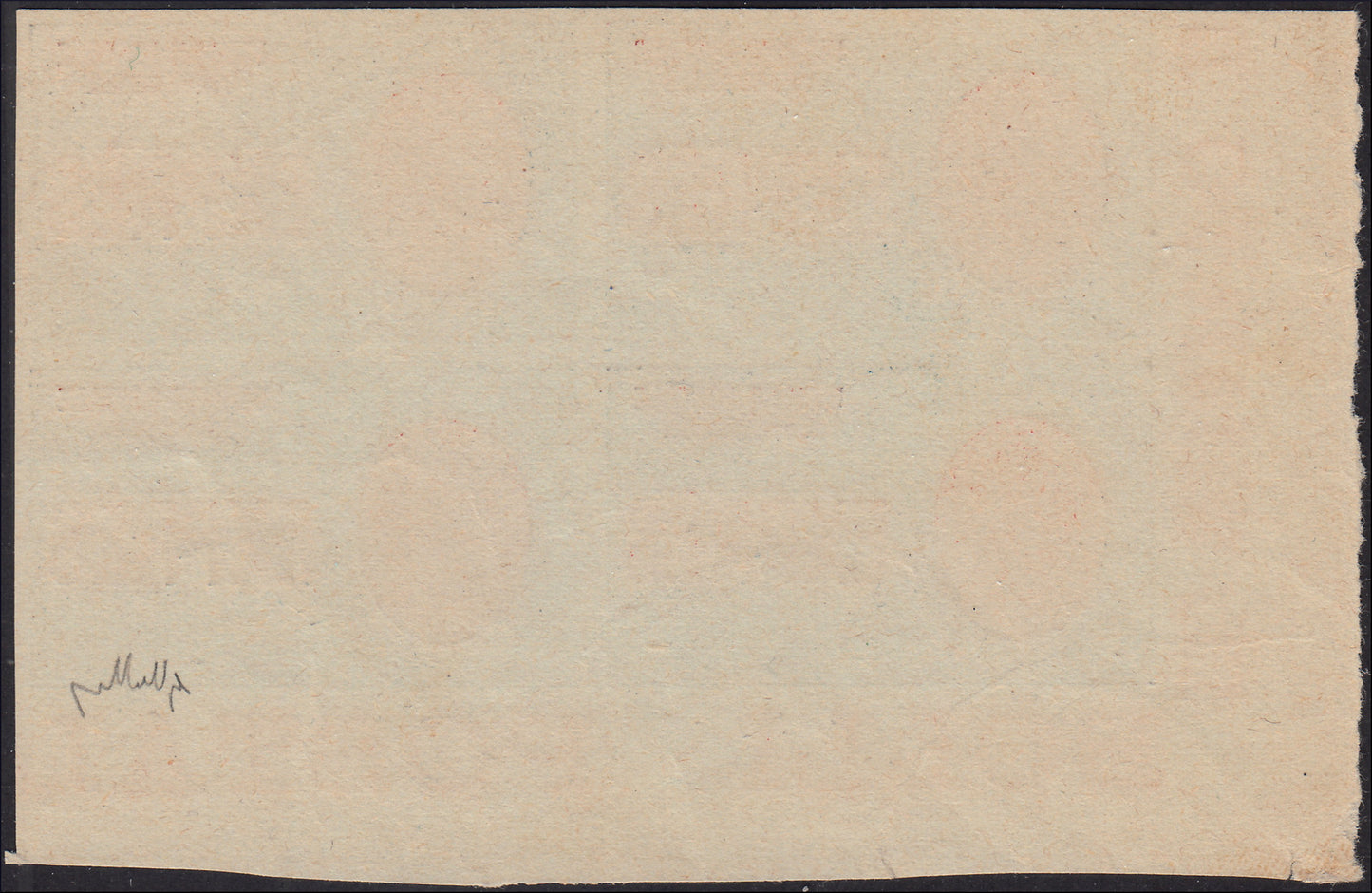 PP1056 - 1922 - L. 1.20 blue and red, machine proof from the only known sheet of 50 copies, block of four new, non-gummed copies. Gorgeous. (E8, test).