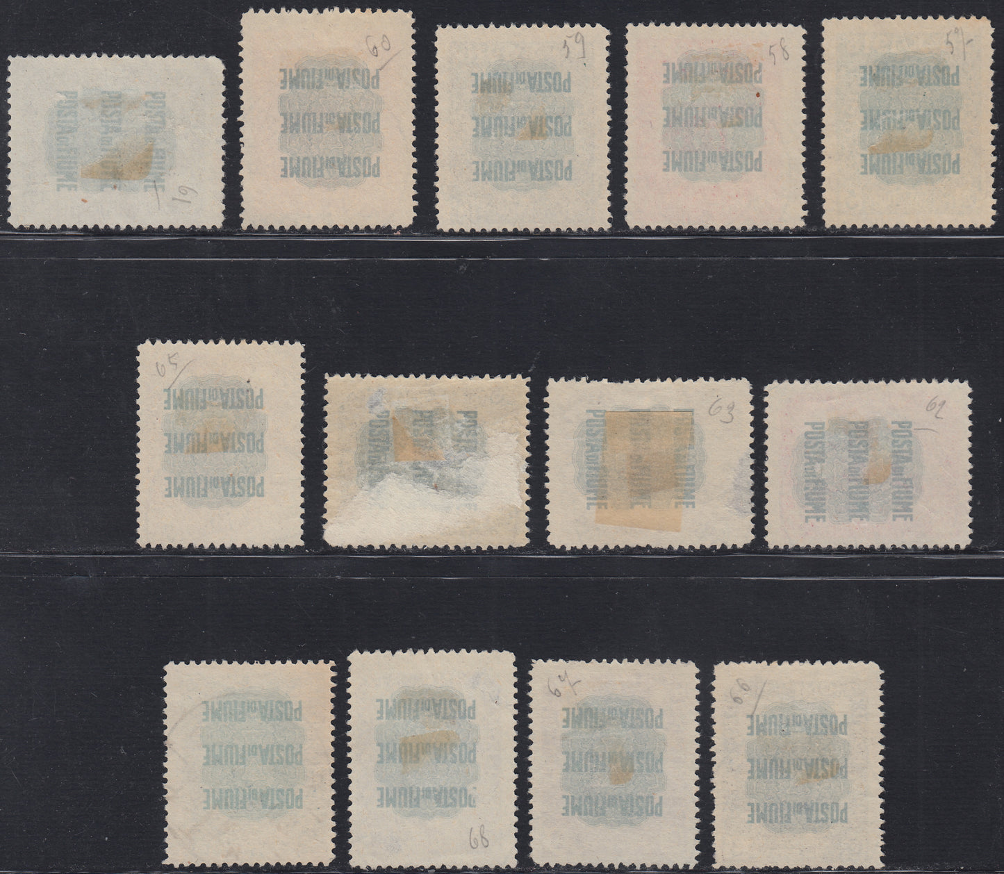 Fiume450 - 1919 - Pro Fondazione Studio, serie completa di 12 valori usata con annulli originali (62/74)