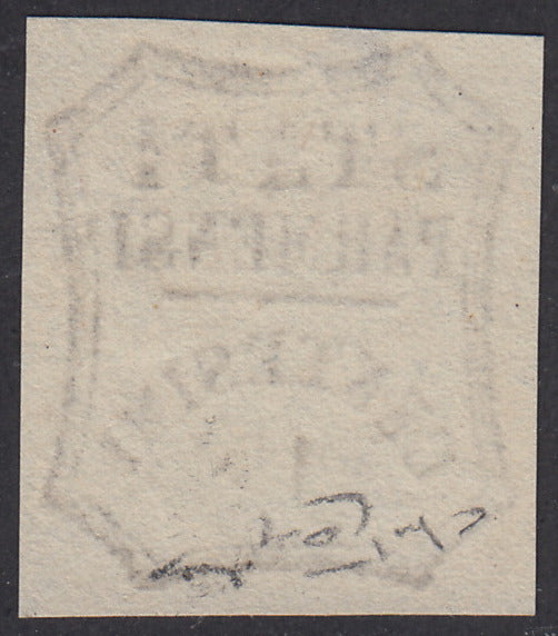 1859 - STATES OF PARME and value in an octagon with curved lines, c. 10 brown cliché defect "D" new without rubber (14e).
