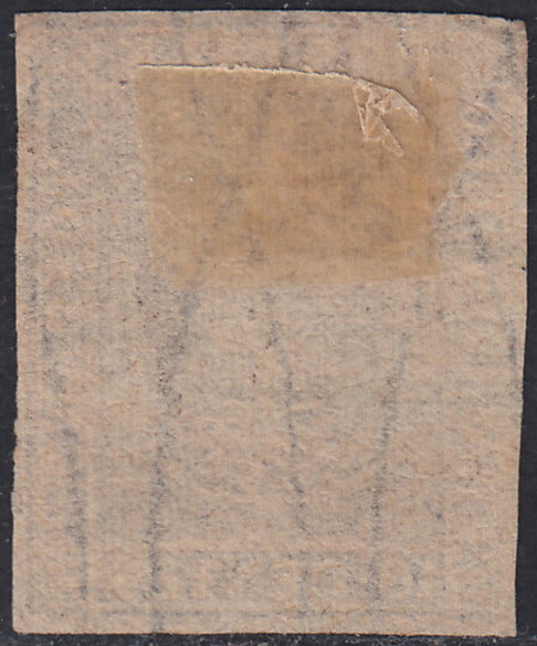 PPP449 - 1851 Leone di Marzocco, 2 light blue crazie on gray paper and crown watermark, used (5d)
