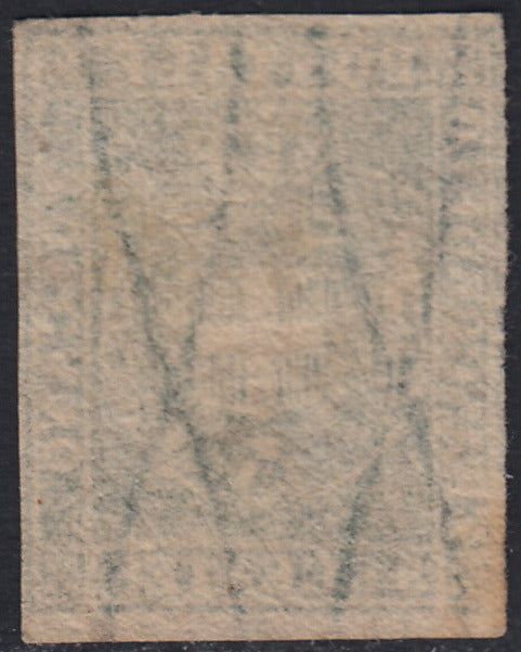 PPP449 - 1851 Leone di Marzocco, 2 light blue crazie on gray paper and crown watermark, used (5d)