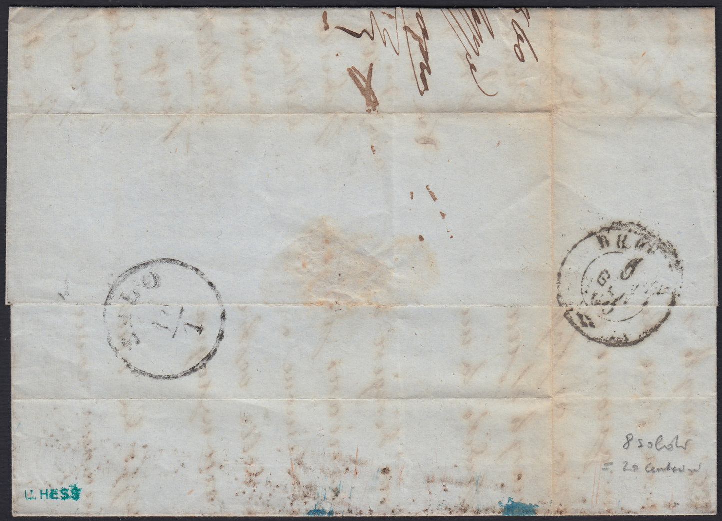 LVSP34 - 1860 - Lettera spedita da Verona per Salò 8/1/1860 22/1/1970 affrancata con s.2 rosso II emissione II tipo (30).
