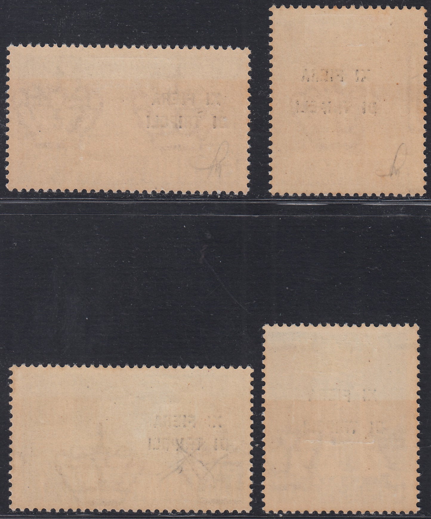 Libya17 - 1937 - XIth Tripoli fair, overprinted coastal road stamps, new with original gum (142/143 + A32/33).