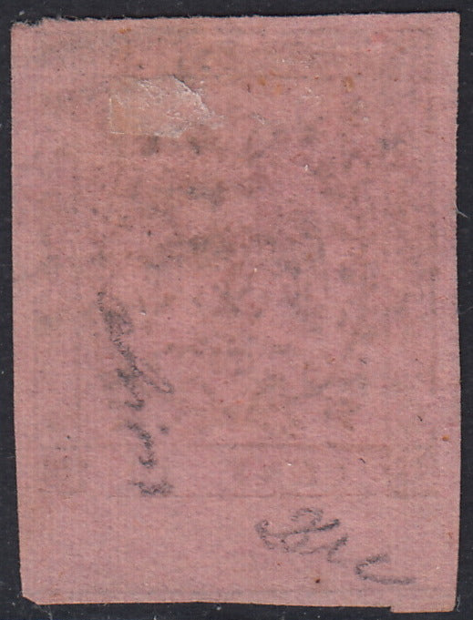 MOD141 - 1852 - Aquila estense, c. 10 rosa vivo emissione senza punto dopo la cifra con interspazio inferiore di gruppo usato (2a)