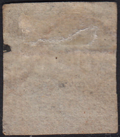 PV60_320 - 1851 - Leone di Marzocco, 1 soldo ocra su carta grigia e filigrana corona usato (2)