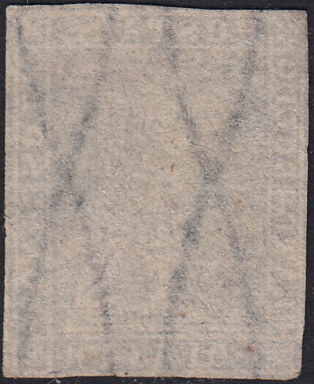 PPP449 - 1851 Leone di Marzocco, 2 light blue crazie on gray paper and crown watermark, used (5d)