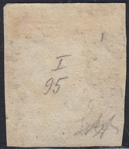 SIC233 - 1859 - Effigie di Federico II di Borbone, 2 grana azzurro I tavola carta di Palermo posizione 95 usato (6)