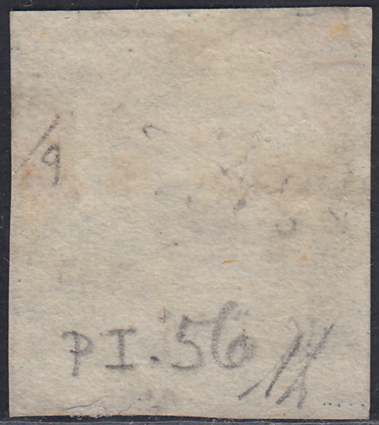 SIC235 - 1859 - Effigie di Federico II di Borbone, 2 grana azzurro I tavola carta di Palermo pos. 56 usato (6)