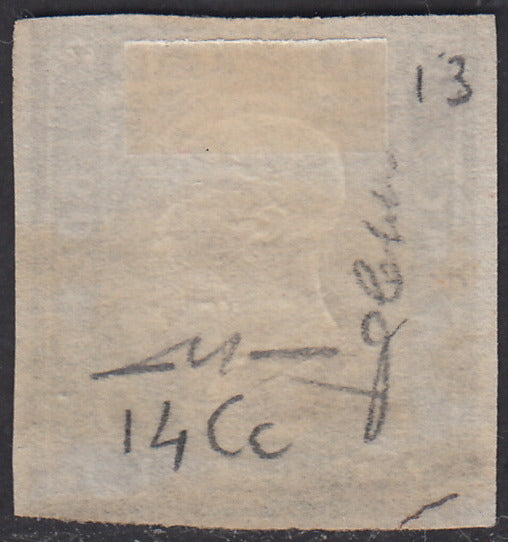 SARD273 - 1861 - IV issue c. 10 light bistro gray I plate used with ALCAMO oval cancellation supplied by Borbonica (14Cc, 13 points).