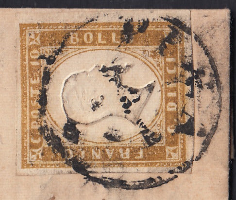 SardSP186 - 1862 Lettera spedita da Pisa per Cecina 5/3/62 affrancata con c. 10 bistro oliva II tavola (14D).