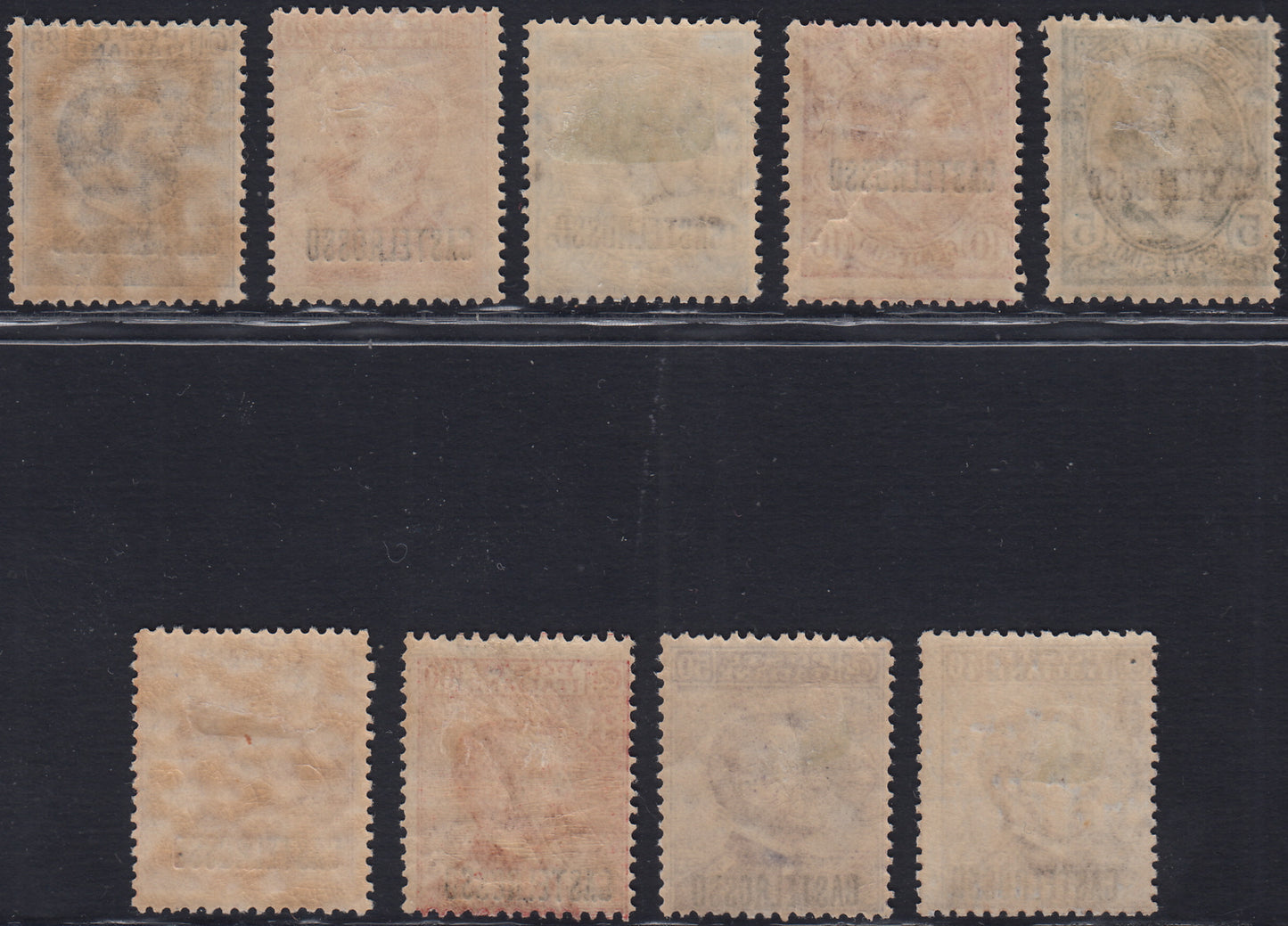 T162 - 1922 - Francobolli ordinari d'Italia soprastampati CASTELROSSO, serie completa di 9 valori nuova con gomma (1/9) (Copia)