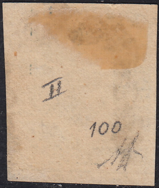 1859 - 10 grain indigo black paper from Naples new with original gum (12a)