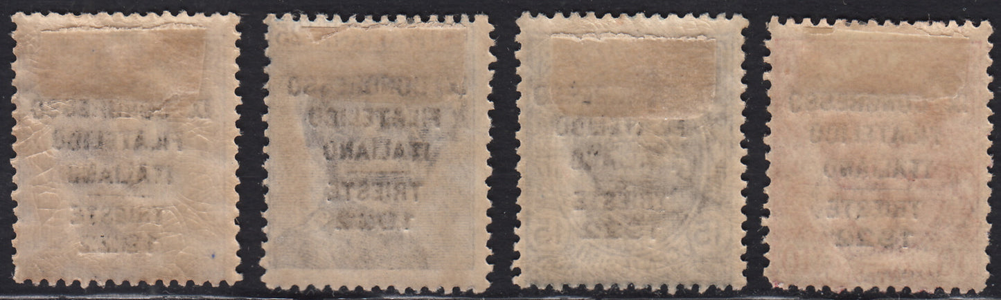 UT826 - 1922 - 9° congresso filatelico italiano, serie completa dei quattro valori nuova con gomma originale (123/126).