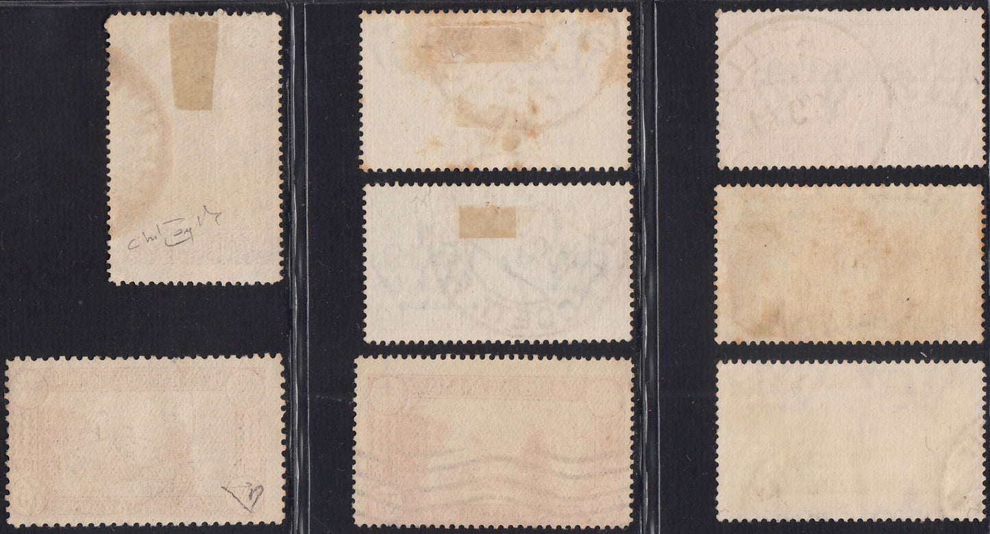 1930 – Virgilio, Ten cuttings of an advertising poster on thick cardboard with a perforated impression printed in black in the outline and diagonally the wording SAGGIO in block capitals.