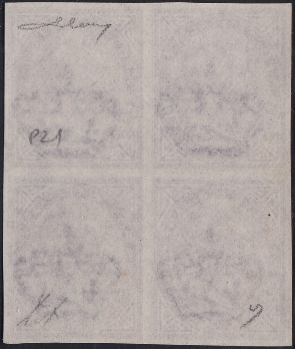 VEII126 - 1863 - Emissione De La Rue, c.60 lilla chiaro tiratura di Londra blocco di 4 della prova d'archivio nuova gomma integra (P21)