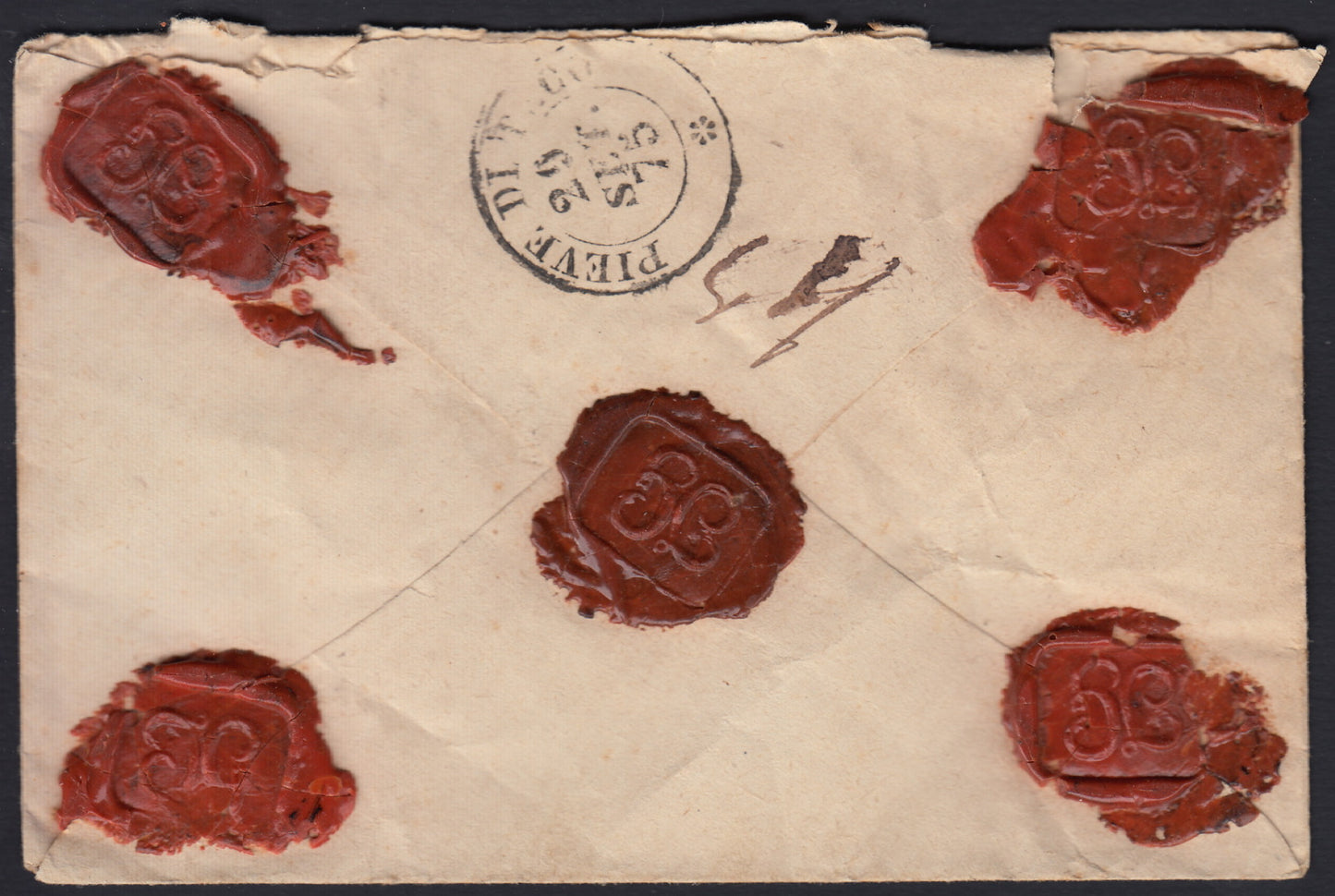 CG46 - 1879 - Issue De La Rue Turin edition c. 30 dark brown on letter from Camogli to Costantiopoli 11/8/78 (T19)
