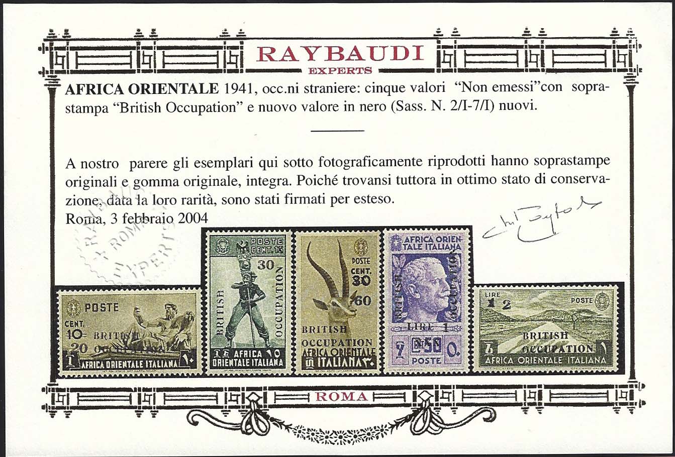 British Occupation, seconda serie completa non emessa nuova gomma integra (2/I-7/I)